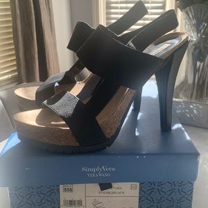 Sexy black slip on heels